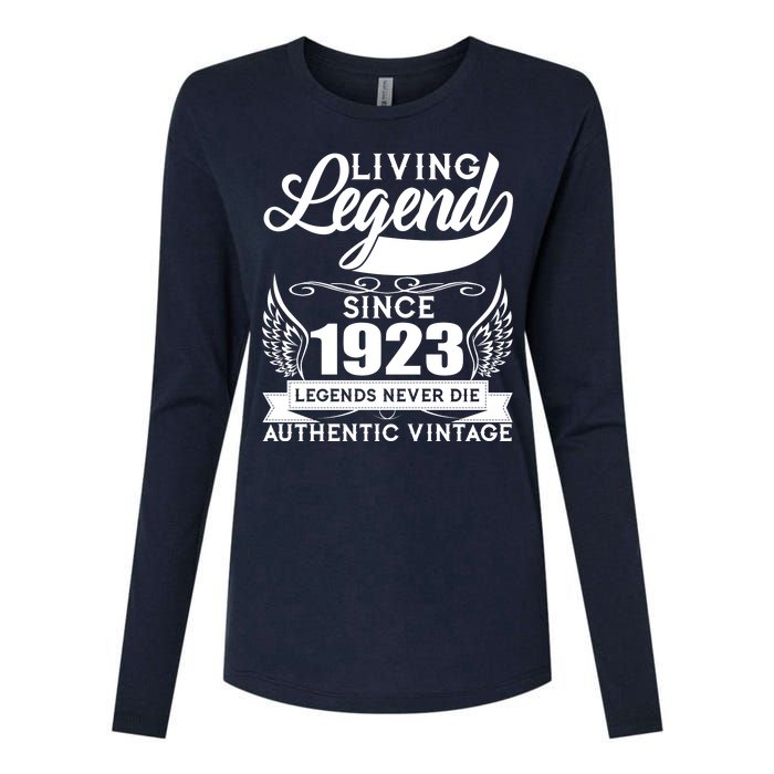 Authentic Vintage Living Legend Since 1923 Legends Never Die 100th Birthday Womens Cotton Relaxed Long Sleeve T-Shirt