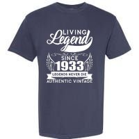 Authentic Vintage Living Legend Since 1933 Legends Never Die 90th Birthday Garment-Dyed Heavyweight T-Shirt