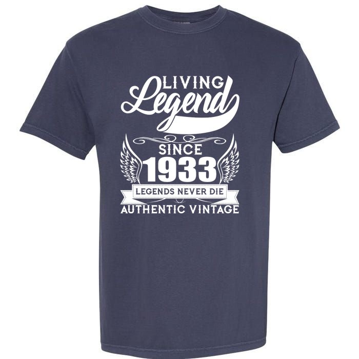 Authentic Vintage Living Legend Since 1933 Legends Never Die 90th Birthday Garment-Dyed Heavyweight T-Shirt