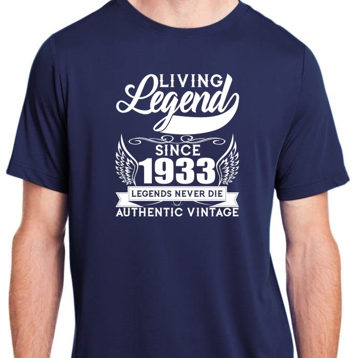 Authentic Vintage Living Legend Since 1933 Legends Never Die 90th Birthday Adult ChromaSoft Performance T-Shirt