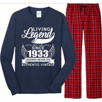 Authentic Vintage Living Legend Since 1933 Legends Never Die 90th Birthday Long Sleeve Pajama Set