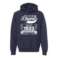 Authentic Vintage Living Legend Since 1933 Legends Never Die 90th Birthday Premium Hoodie