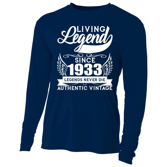 Authentic Vintage Living Legend Since 1933 Legends Never Die 90th Birthday Cooling Performance Long Sleeve Crew