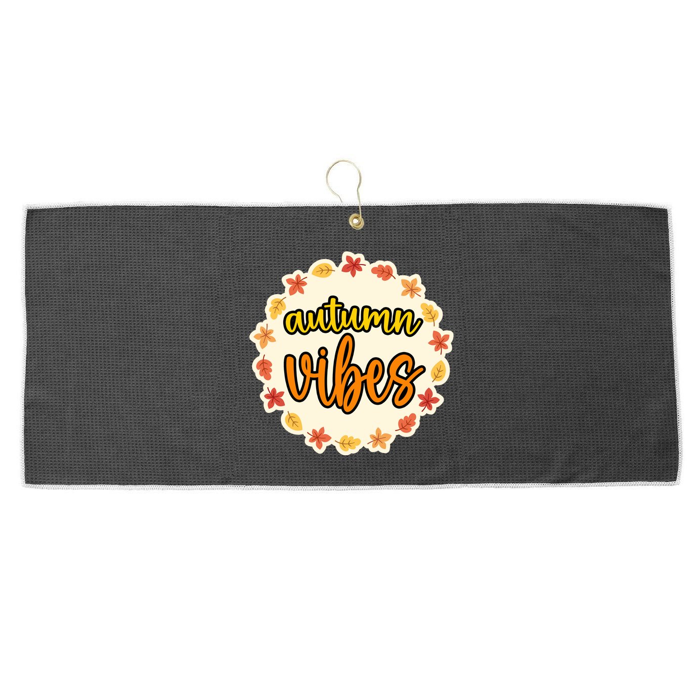 Autumn Vibes Leaf Season Large Microfiber Waffle Golf Towel