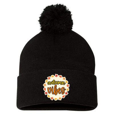 Autumn Vibes Leaf Season Pom Pom 12in Knit Beanie