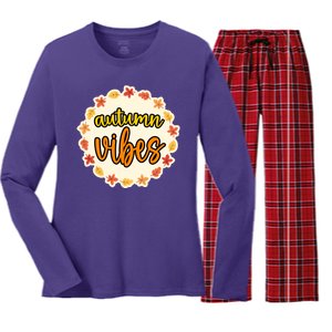 Autumn Vibes Leaf Season Women's Long Sleeve Flannel Pajama Set 