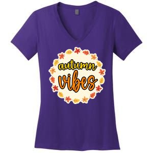 Autumn Vibes Leaf Season Women's V-Neck T-Shirt