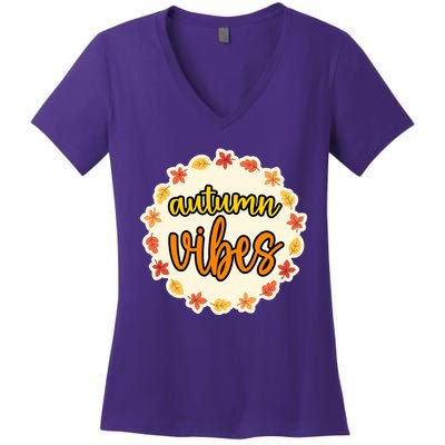 Autumn Vibes Leaf Season Women's V-Neck T-Shirt