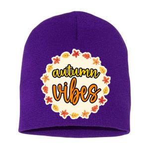 Autumn Vibes Leaf Season Short Acrylic Beanie