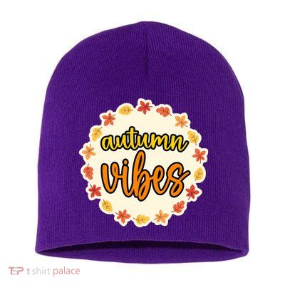 Autumn Vibes Leaf Season Short Acrylic Beanie