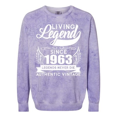 Authentic Vintage Living Legend Since 1963 Legends Never Die 60th Birthday Colorblast Crewneck Sweatshirt