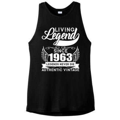 Authentic Vintage Living Legend Since 1963 Legends Never Die 60th Birthday Ladies PosiCharge Tri-Blend Wicking Tank