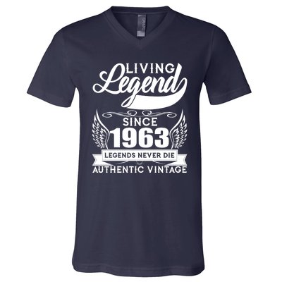 Authentic Vintage Living Legend Since 1963 Legends Never Die 60th Birthday V-Neck T-Shirt