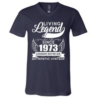 Authentic Vintage Living Legend Since 1973 Legends Never Die 50th Birthday V-Neck T-Shirt