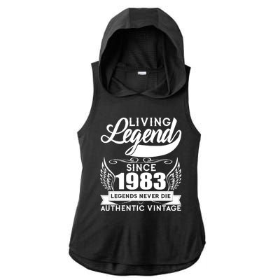 Authentic Vintage Living Legend Since 1983 Legends Never Die 40th Birthday Ladies PosiCharge Tri-Blend Wicking Draft Hoodie Tank