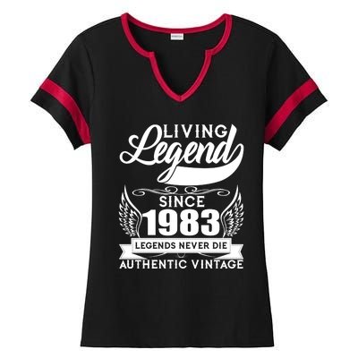 Authentic Vintage Living Legend Since 1983 Legends Never Die 40th Birthday Ladies Halftime Notch Neck Tee