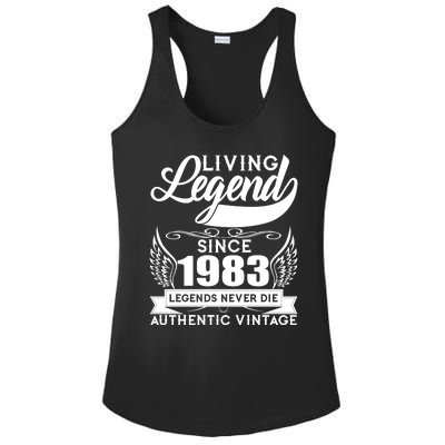 Authentic Vintage Living Legend Since 1983 Legends Never Die 40th Birthday Ladies PosiCharge Competitor Racerback Tank