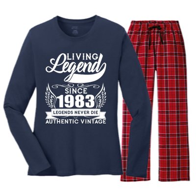 Authentic Vintage Living Legend Since 1983 Legends Never Die 40th Birthday Women's Long Sleeve Flannel Pajama Set 