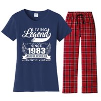 Authentic Vintage Living Legend Since 1983 Legends Never Die 40th Birthday Women's Flannel Pajama Set