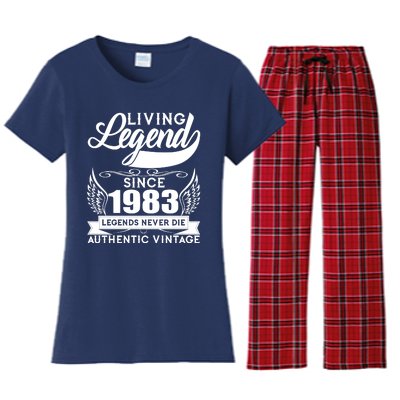 Authentic Vintage Living Legend Since 1983 Legends Never Die 40th Birthday Women's Flannel Pajama Set