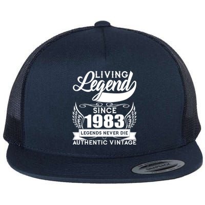 Authentic Vintage Living Legend Since 1983 Legends Never Die 40th Birthday Flat Bill Trucker Hat