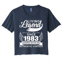 Authentic Vintage Living Legend Since 1983 Legends Never Die 40th Birthday Women's Crop Top Tee