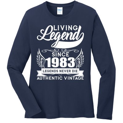 Authentic Vintage Living Legend Since 1983 Legends Never Die 40th Birthday Ladies Long Sleeve Shirt