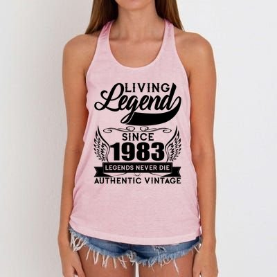 Authentic Vintage Living Legend Since 1983 Legends Never Die 40th Birthday Women's Knotted Racerback Tank