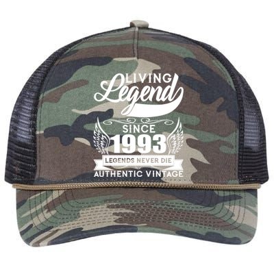 Authentic Vintage Living Legend Since 1993 Legends Never Die 30th Birthday Retro Rope Trucker Hat Cap