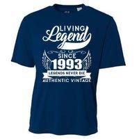 Authentic Vintage Living Legend Since 1993 Legends Never Die 30th Birthday Cooling Performance Crew T-Shirt