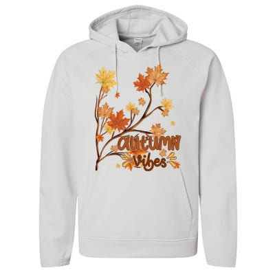 Autumn Vibes Leaves Cozy Performance Fleece Hoodie