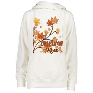 Autumn Vibes Leaves Cozy Womens Funnel Neck Pullover Hood