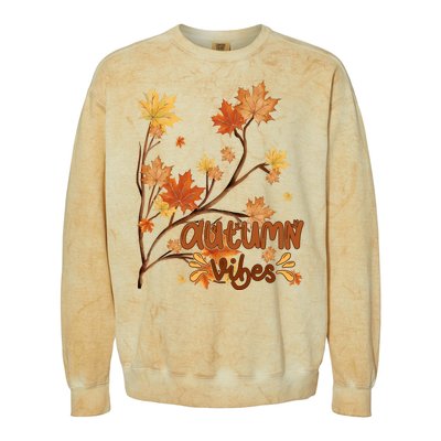 Autumn Vibes Leaves Cozy Colorblast Crewneck Sweatshirt