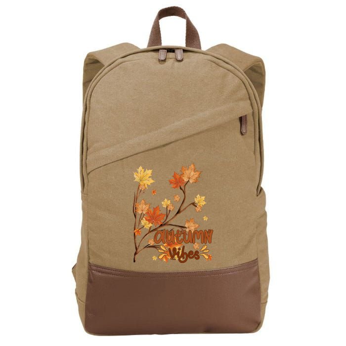 Autumn Vibes Leaves Cozy Cotton Canvas Backpack