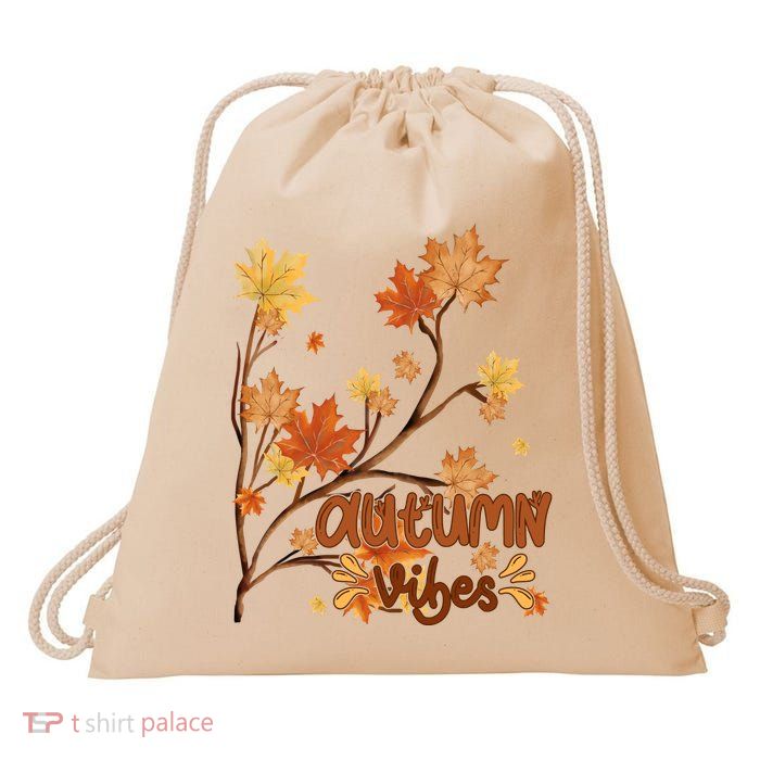 Autumn Vibes Leaves Cozy Drawstring Bag