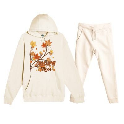 Autumn Vibes Leaves Cozy Premium Hooded Sweatsuit Set