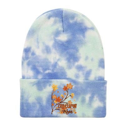 Autumn Vibes Leaves Cozy Tie Dye 12in Knit Beanie