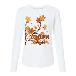 Autumn Vibes Leaves Cozy Womens Cotton Relaxed Long Sleeve T-Shirt