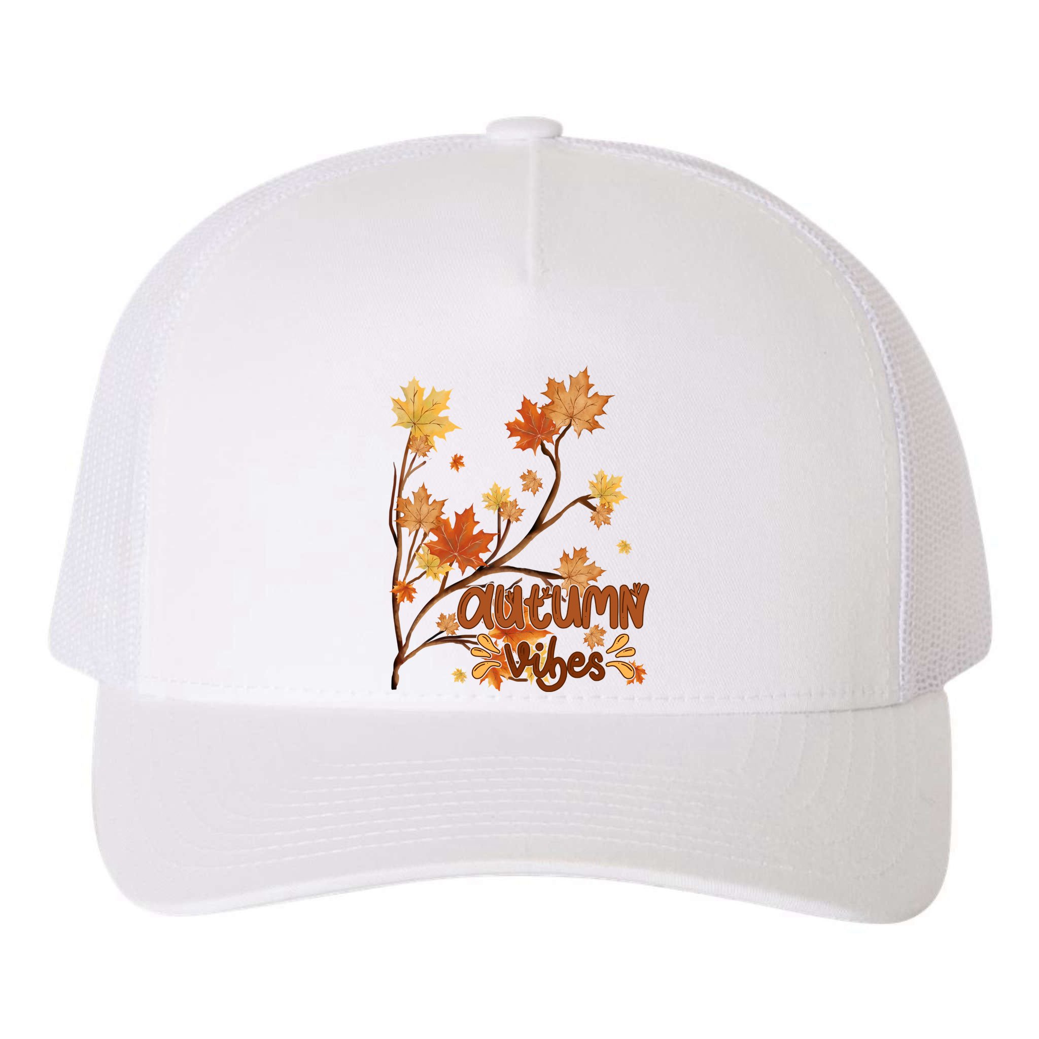 Autumn Vibes Leaves Cozy Yupoong Adult 5-Panel Trucker Hat