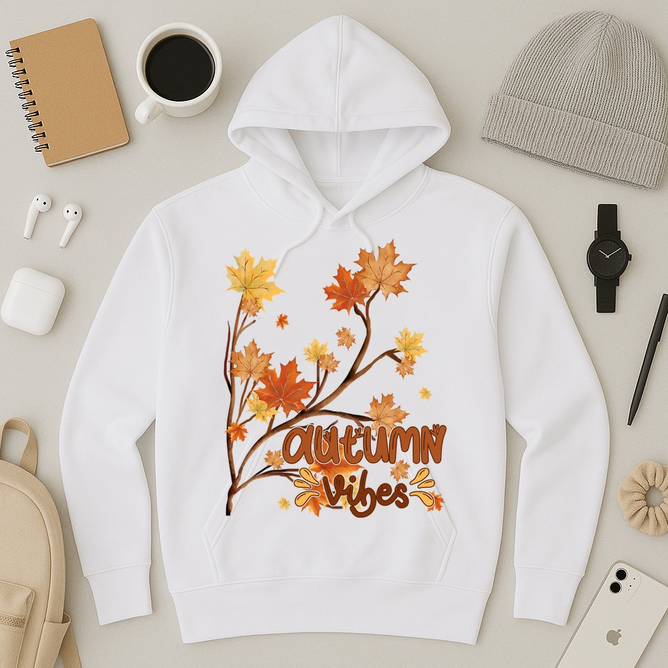 Autumn Vibes Leaves Cozy Hoodie