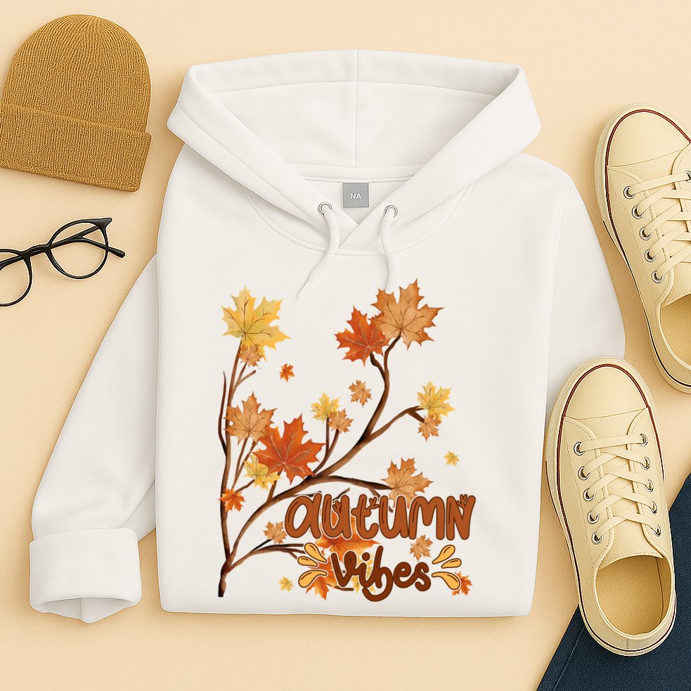 Autumn Vibes Leaves Cozy Hoodie