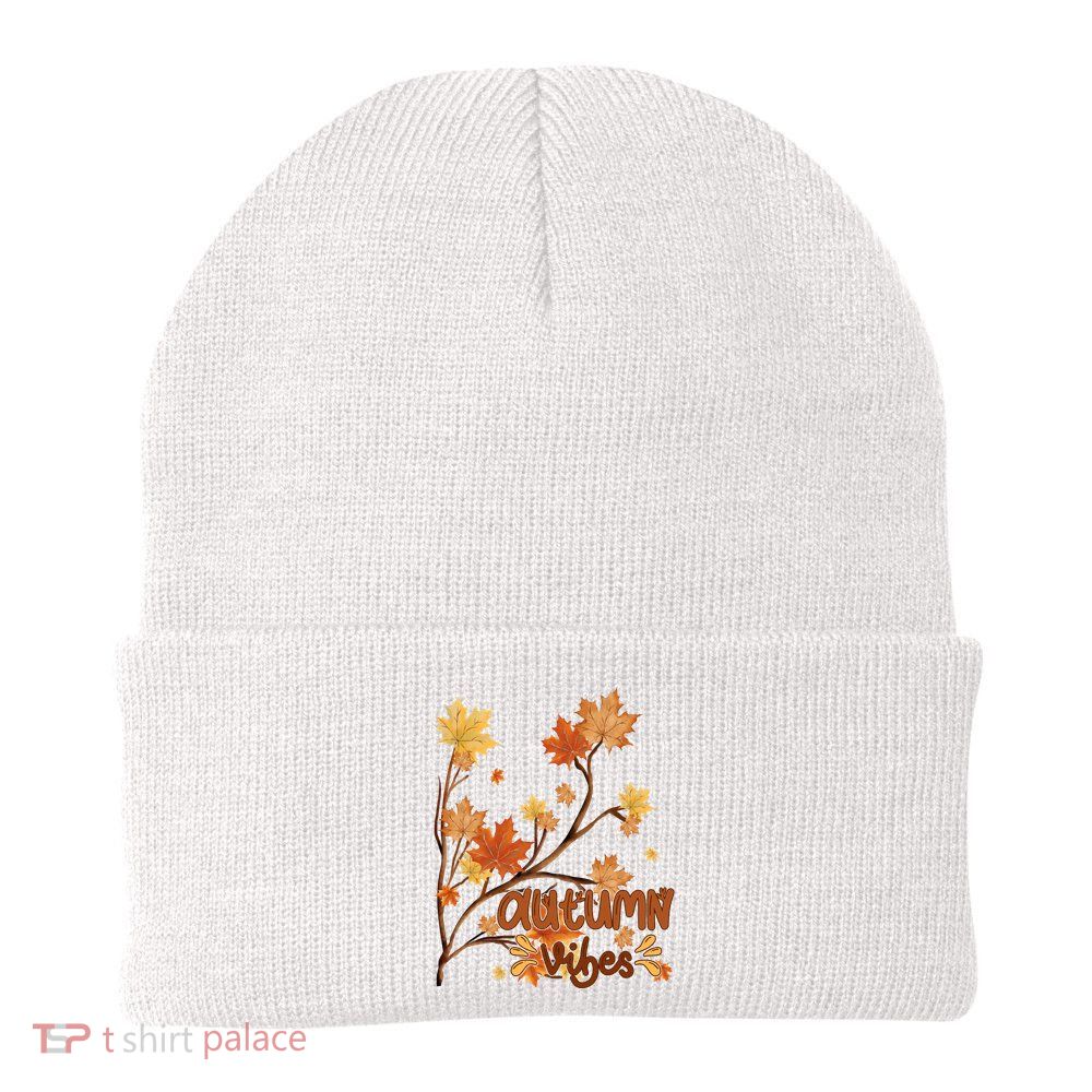 Autumn Vibes Leaves Cozy Beanie