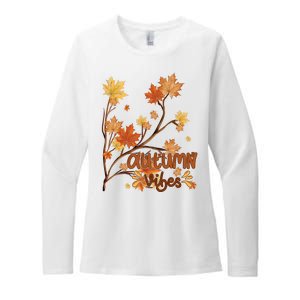 Autumn Vibes Leaves Cozy Womens CVC Long Sleeve Shirt