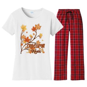 Autumn Vibes Leaves Cozy Women's Flannel Pajama Set