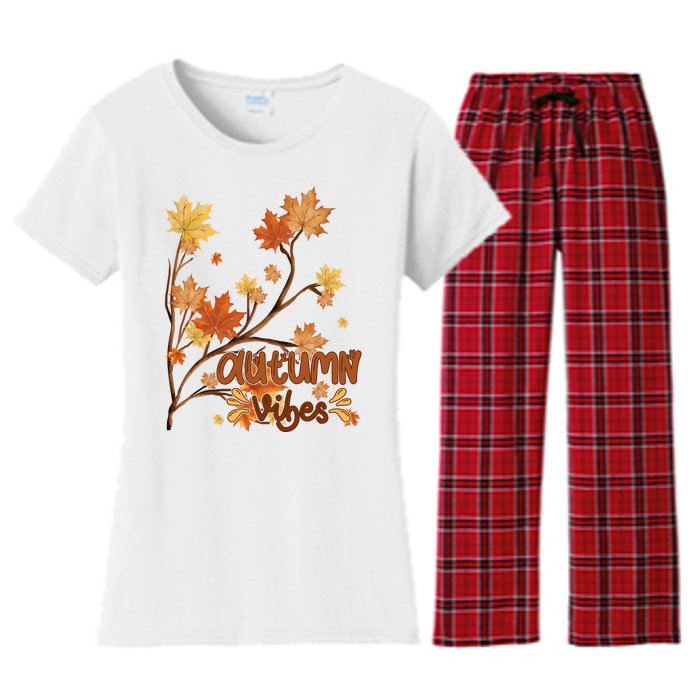 Autumn Vibes Leaves Cozy Women's Flannel Pajama Set