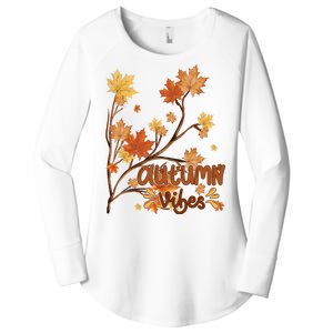 Autumn Vibes Leaves Cozy Women's Perfect Tri Tunic Long Sleeve Shirt