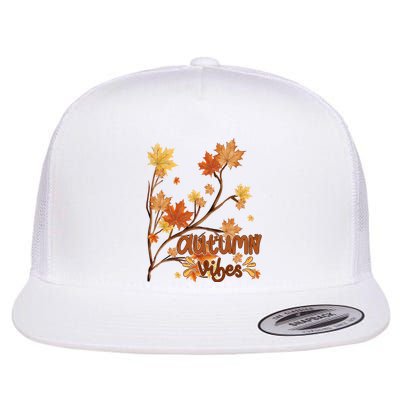 Autumn Vibes Leaves Cozy Flat Bill Trucker Hat