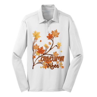 Autumn Vibes Leaves Cozy Silk Touch Performance Long Sleeve Polo