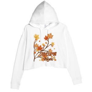 Autumn Vibes Leaves Cozy Crop Fleece Hoodie