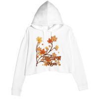 Autumn Vibes Leaves Cozy Crop Fleece Hoodie